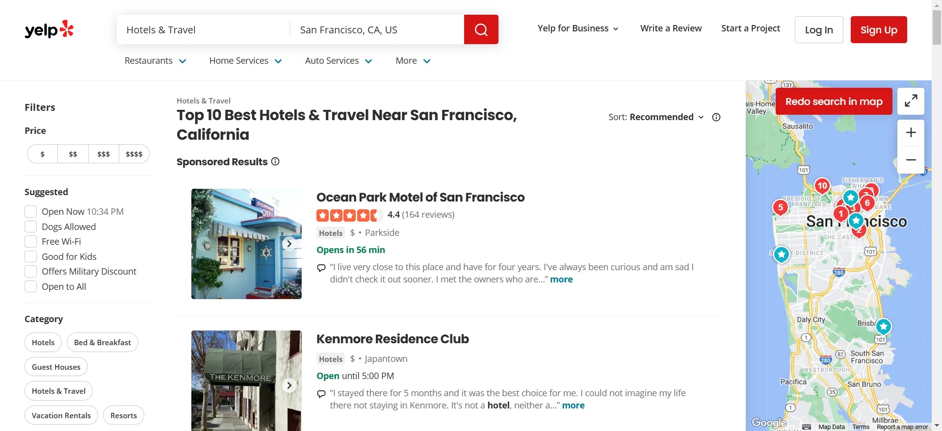 Yelp directory listing