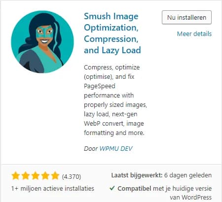 Installing WP Smush in WordPress