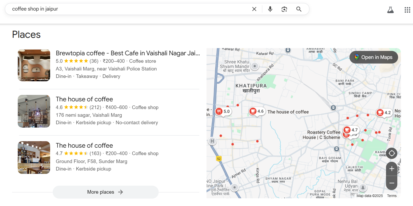 Google Local Pack Example